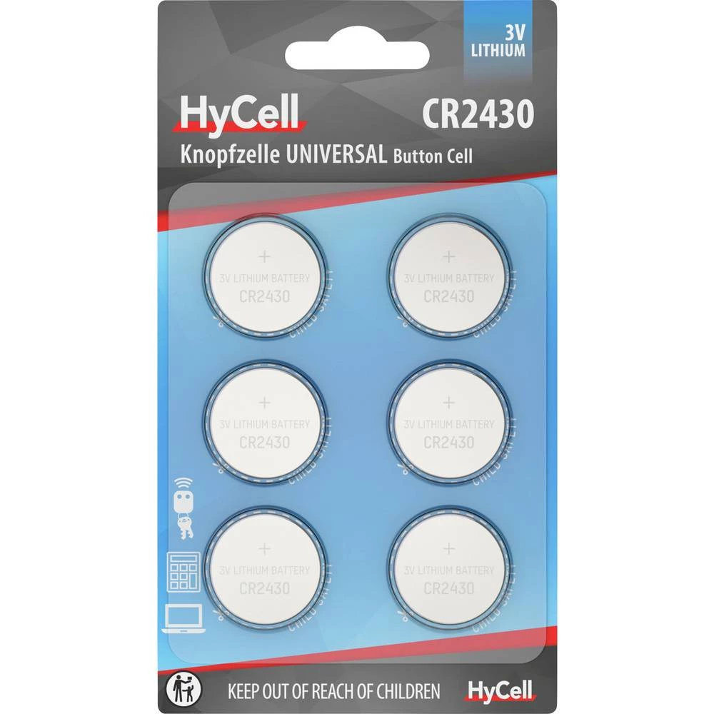 HyCell gumbasta baterija CR 2430 3 V 1 kom. litijev 6er Blister Lithium Knopfzellen CR2430 slika