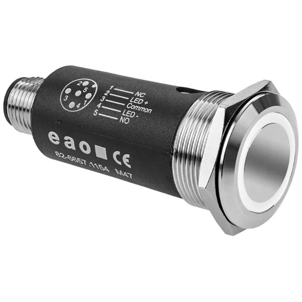 EAO 82-6657.2154 Serija 82 osvijetljena tipka za održavanje 22 mm SUS 316L bijela eao  tipkalo     bijela   1 St. slika