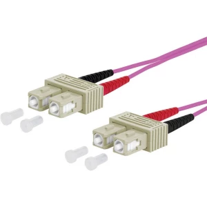 Staklena vlakna Svjetlovodi Priključni kabel [2x Muški konektor SC - 2x Muški konektor SC] 50/125 µ Multimode OM4 1 m Metz slika