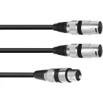 Omnitronic 30225205 XLR adapter cable [1x XLR utičnica 3-polna - 2x XLR utikač 3-polni] 1.50 m crna