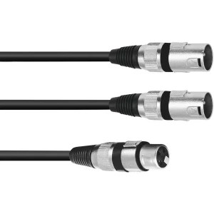 Omnitronic 30225205 XLR adapter cable [1x XLR utičnica 3-polna - 2x XLR utikač 3-polni] 1.50 m crna slika