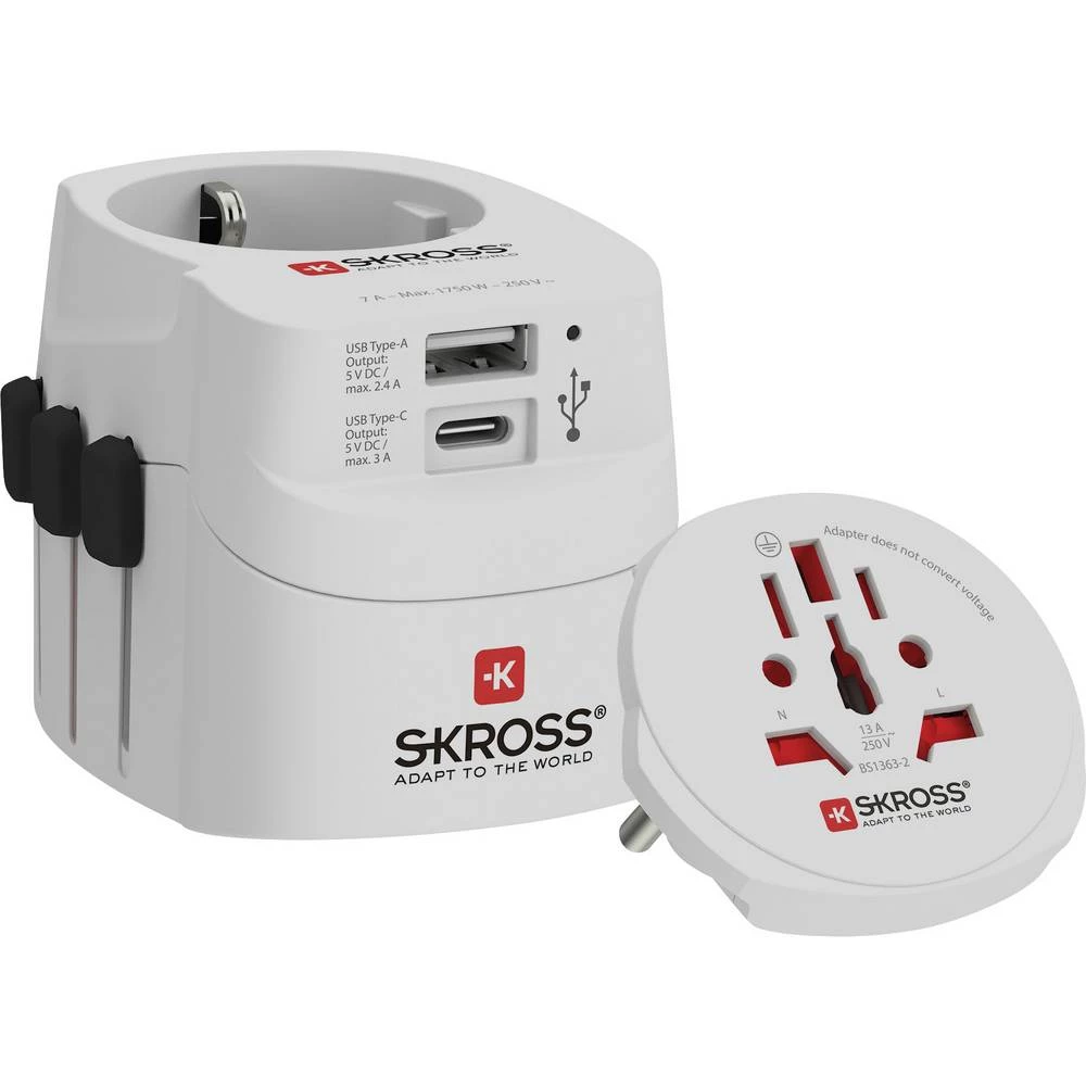 Skross 1302472 putni utikač PRO Light USB (AC) - World slika