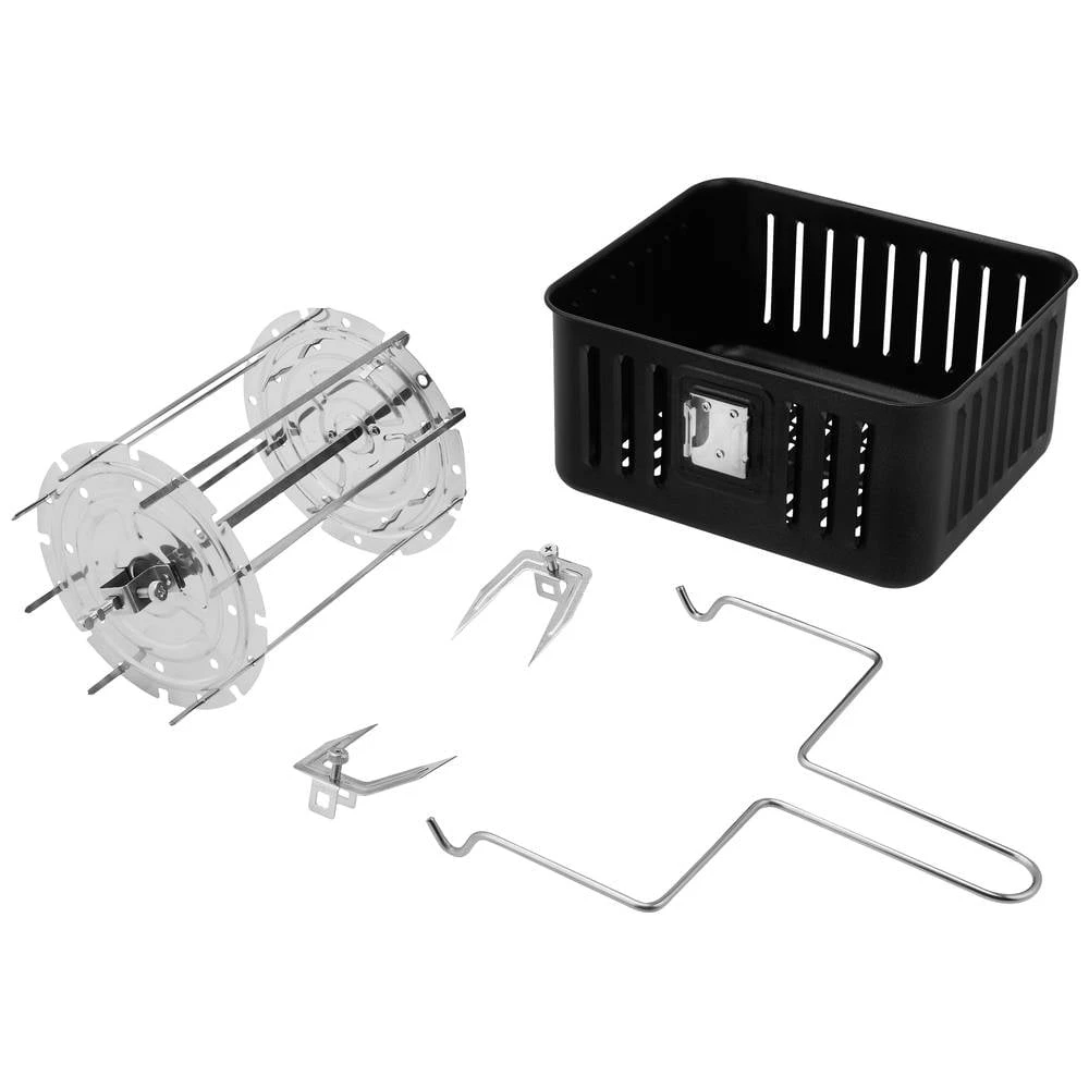 Set dodataka za pećnice za prženje Princess - 4 komada, košara za prženje, set za ražnjiće, pekač, ručka, bez BPA, 182062 Princess 182062 pladanj za pećenje piletine   crna, srebrna slika