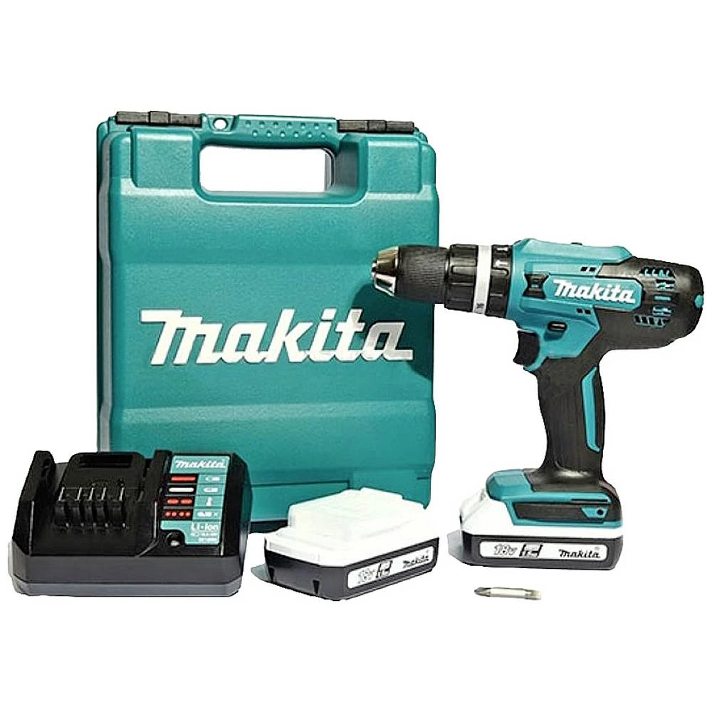 Makita HP488D002 Akumulatorska udarna bušilica 18V 2.0 Ah Li-Ion + 2. Baterije, uključujući kućište Makita HP488D002 2 brzine-akumulatorski čekić  uklj. 2 akumulatora, uklj. kofer slika