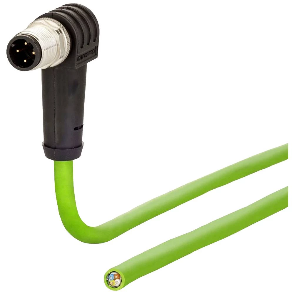 Metz Connect 142M1D90010 M12 mrežni kabel, Patch kabel CAT 5e SF/FTP 1 m zelena PUR plašt, postojan na kiselinu, postojan na ozon, UV otporan, mogućnost korištenja za vuču, bez halogena, postojan n... slika