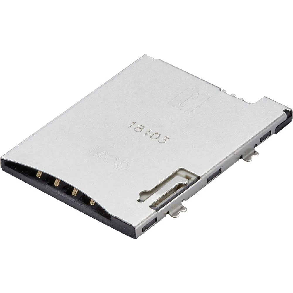 Molex 476030001 700 pcs 1.27mm Pitch SIM Card Holder with 2 Detect Pins, 8 Circuits, Push-Push Style, Housing Height 1.90mm, with slika