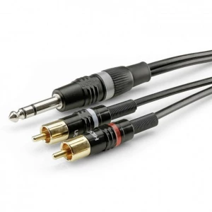 Hicon HBP-6SC2-0090 utičnica / Cinch audio priključni kabel [1x 3,5 mm banana utikač - 2x muški cinch konektor] 0.90 m crna slika