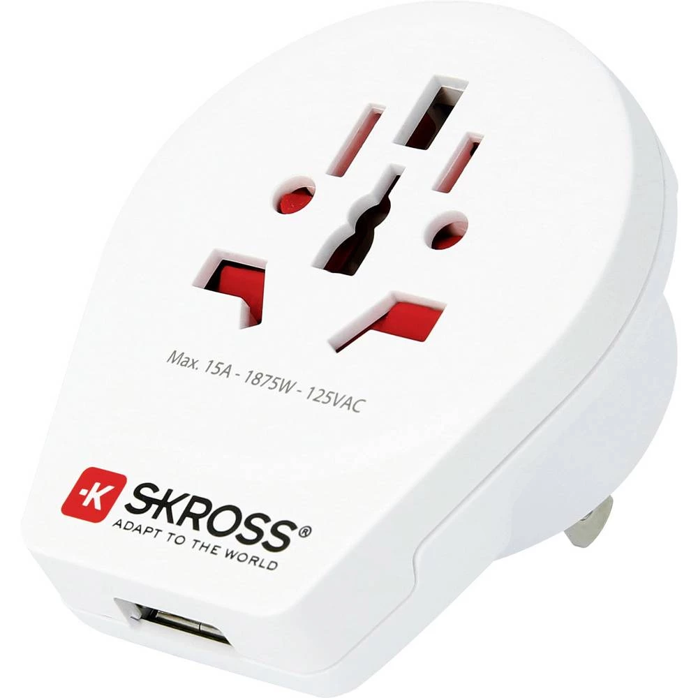 Skross 1500262 putni utikač World to USA USB slika