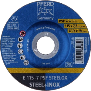 PFERD 62011640 E 115-7 PSF STEELOX ploča za grubu obradu s glavom  115 mm 22.23 mm 10 St. slika