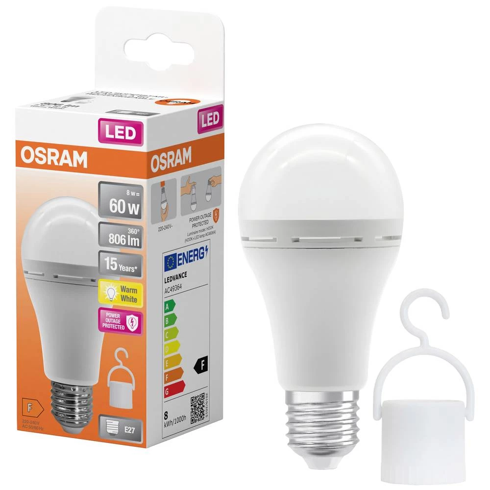 OSRAM 4099854190087 LED Energetska učinkovitost 2021 F (A - G) E27 oblik kruške 8 W = 60 W toplo bijela (Ø x V) 60 mm x slika