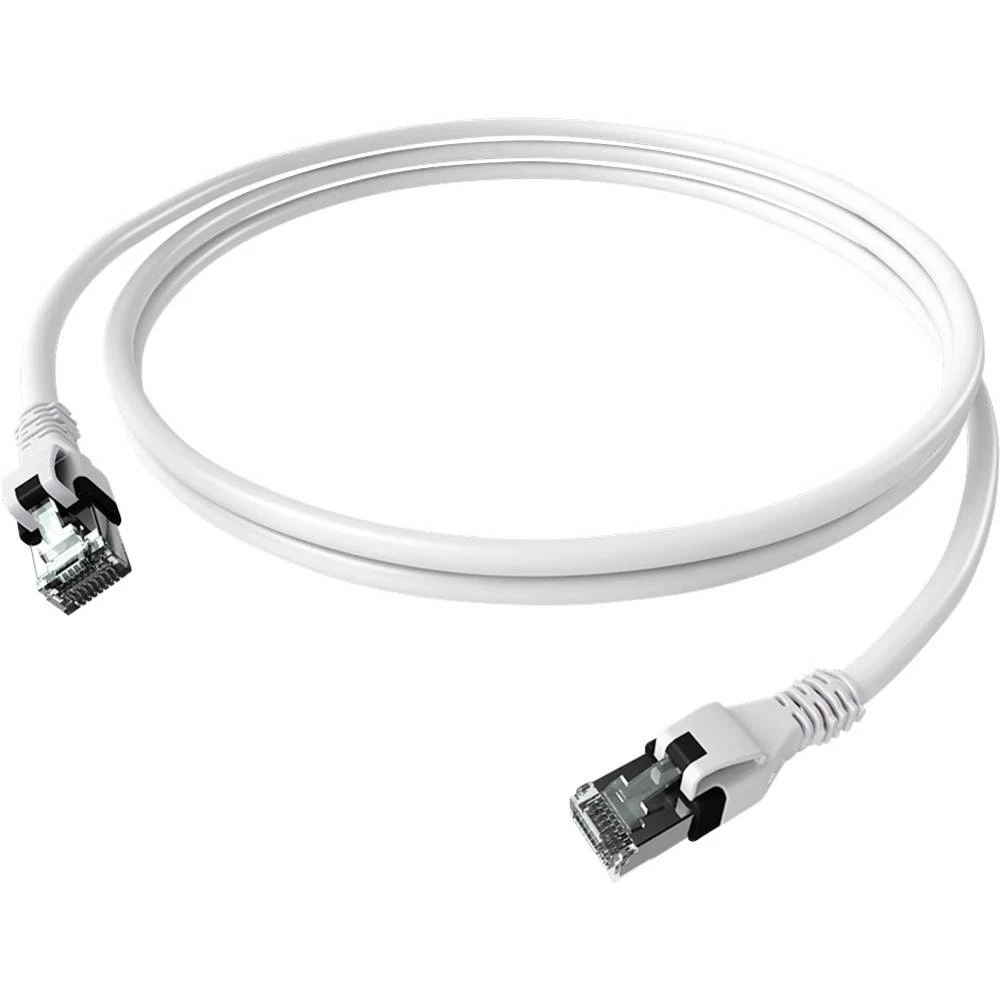 Easylan CPP1OWAWAW0015 RJ45 mrežni kabel, Patch kabel CAT 6a S/FTP 1.5 m bijela dvostruko zaštićen, bez halogena, vatros slika