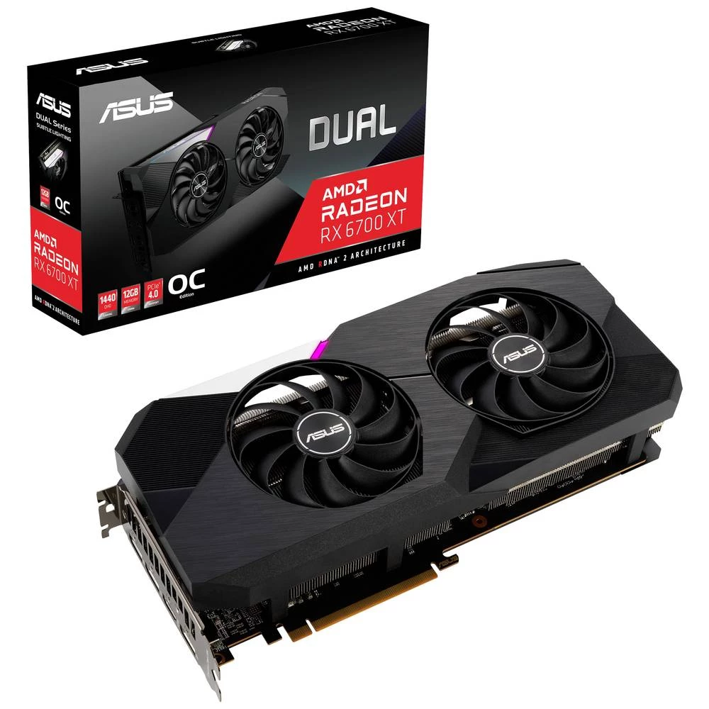 Asus grafička kartica AMD Radeon RX 6700 XT Gaming Overclocked 12 GB GDDR6-RAM PCIe  HDMI™, DisplayPort AMD FreeSync , navijena slika