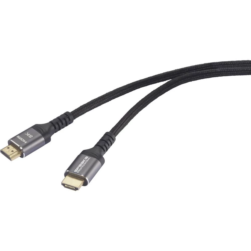 SpeaKa Professional HDMI priključni kabel HDMI A utikač 5.00 m siva (metalno kućište) SP-13138300 8K UHD HDMI kabel slika