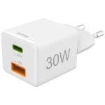 Hama Schnellladegerät, 1x USB-C PD, 1x USB-A QC, Mini-Ladegerät, 30 W, Weiß USB punjač unutrašnje područje, utičnica B
