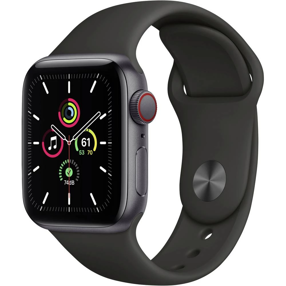 Apple Watch SE GPS + Cellular 40 mm kućište od aluminija space siva sportska narukvica crna boja slika