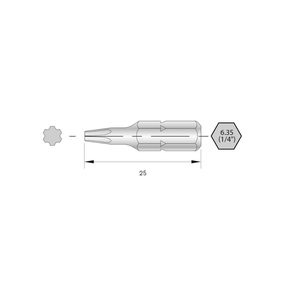 Bernstein Tools for Electronics 6-IP15-25 Torx bit HRC čelik visoko legirani C 6.3 6 kom. slika