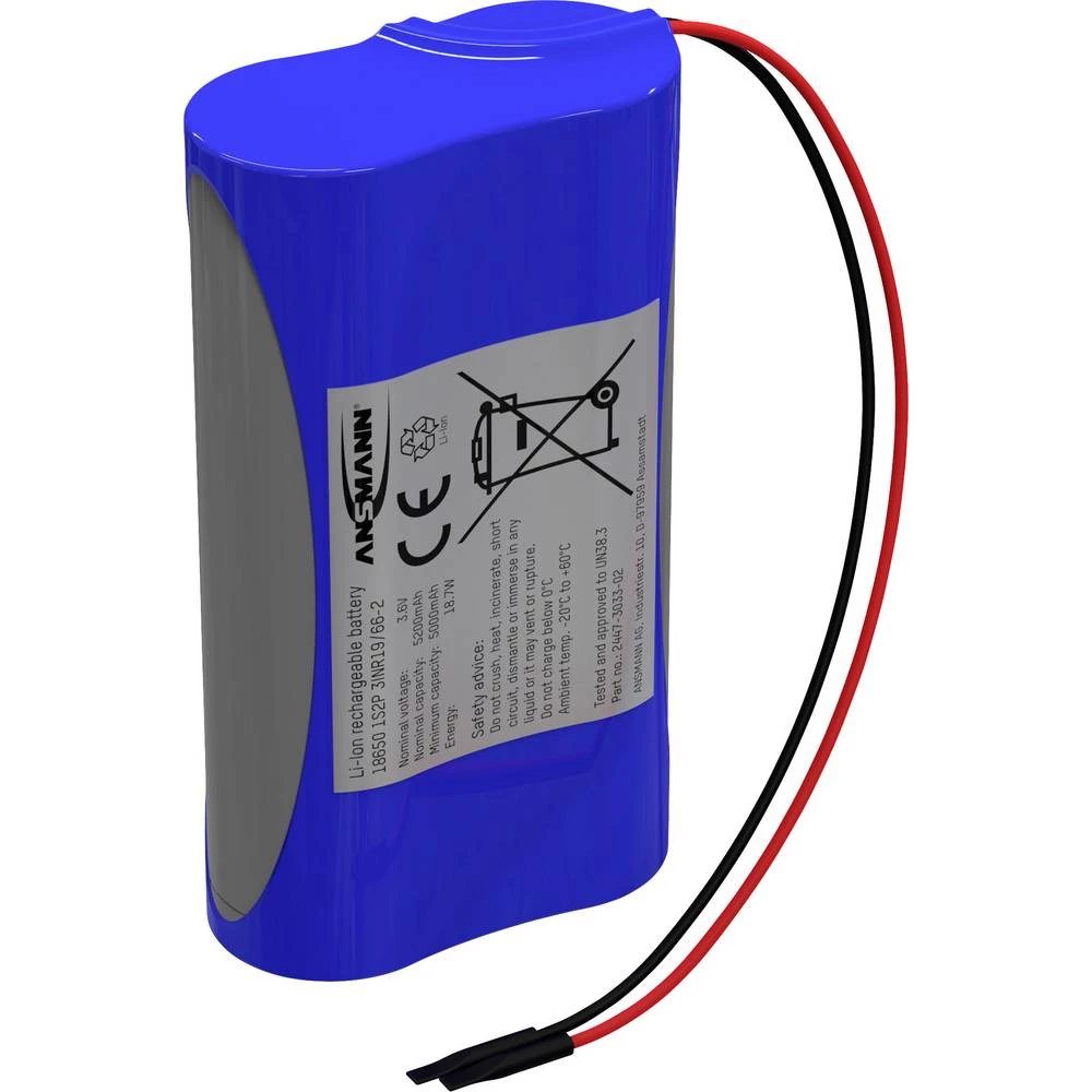 aku-pack 2x 18650 kabel li-ion Ansmann 1S2P 3.7 V 5200 mAh slika