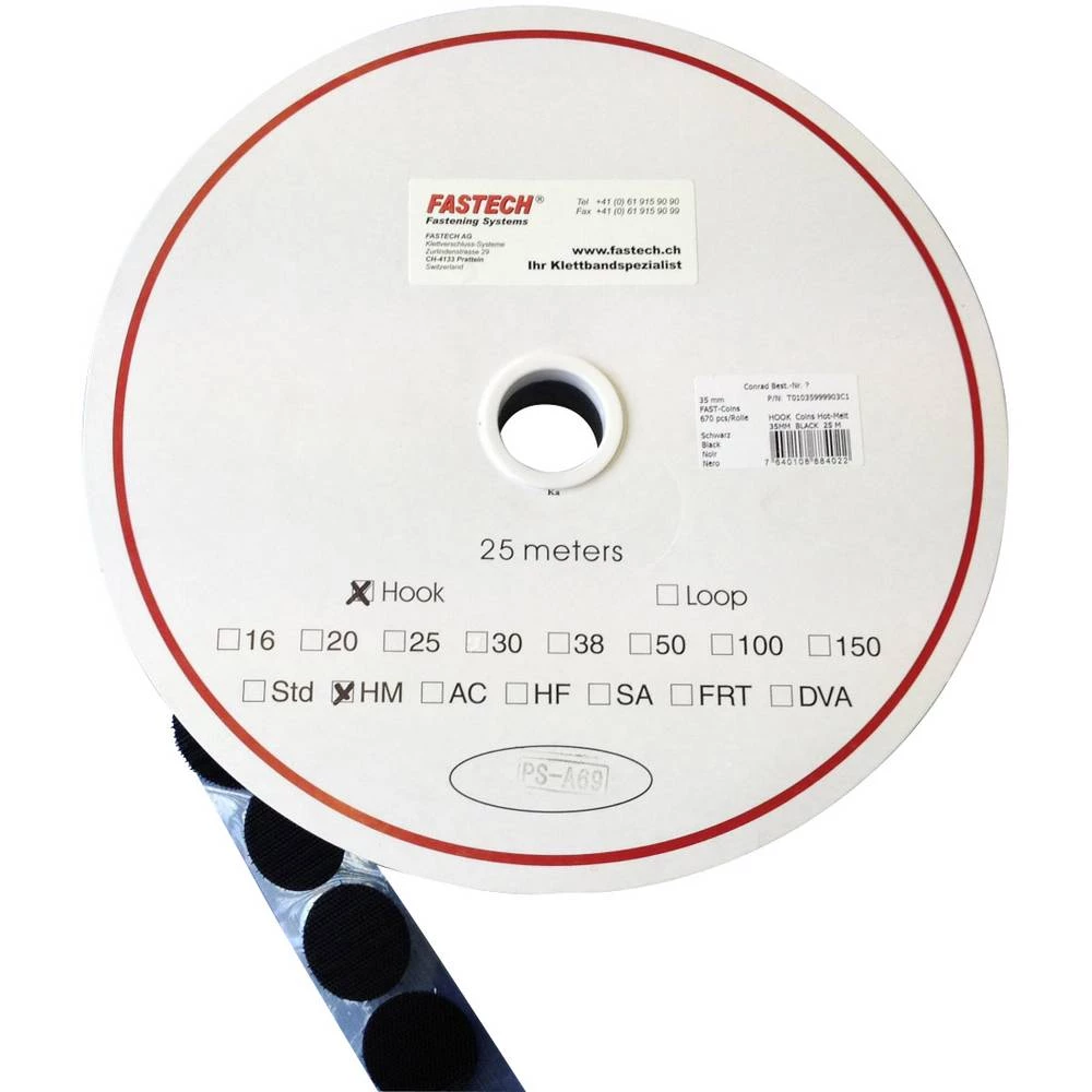 FASTECH® okrugli prianjajući nastavak za lijepljenje vrućom talinom statički dio (Ø) 25 mm crna 5 m slika
