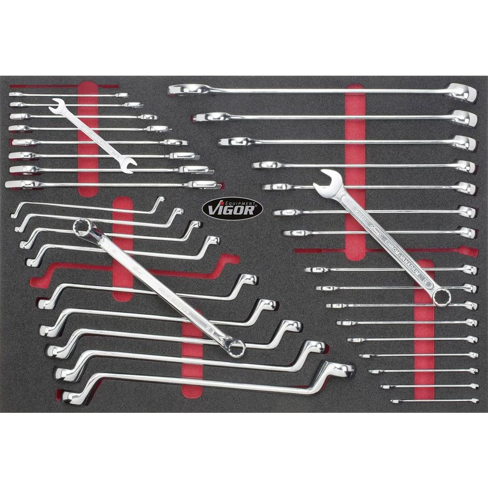 Dvostruki okasti ključ, dvostruki otvoreni ključ, set ovjesnih otvorenih ključeva Vigor V6643 V6643 prstenasti-viličasti ključ-set slika