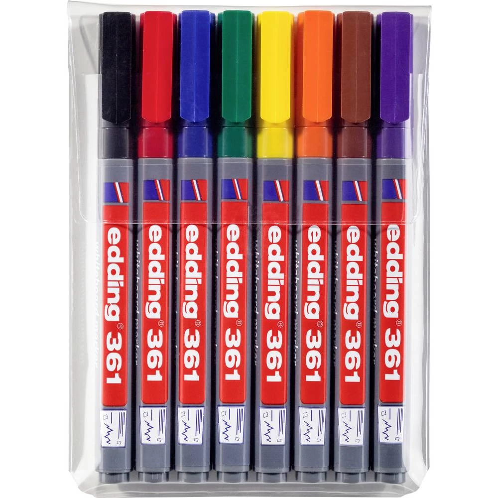 Edding 4-361-8 e-361/8 Whiteboardmarker set plava boja, smeđa boja, žuta, zelena, narančasta, crvena, crna, ljubičasta  8 kom/paket slika