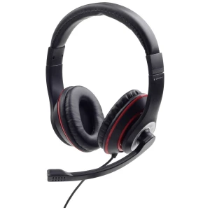 Gembird   Over Ear Headset žičani  crna, crvena  kontrola glasnoće, slušalice s mikrofonom slika