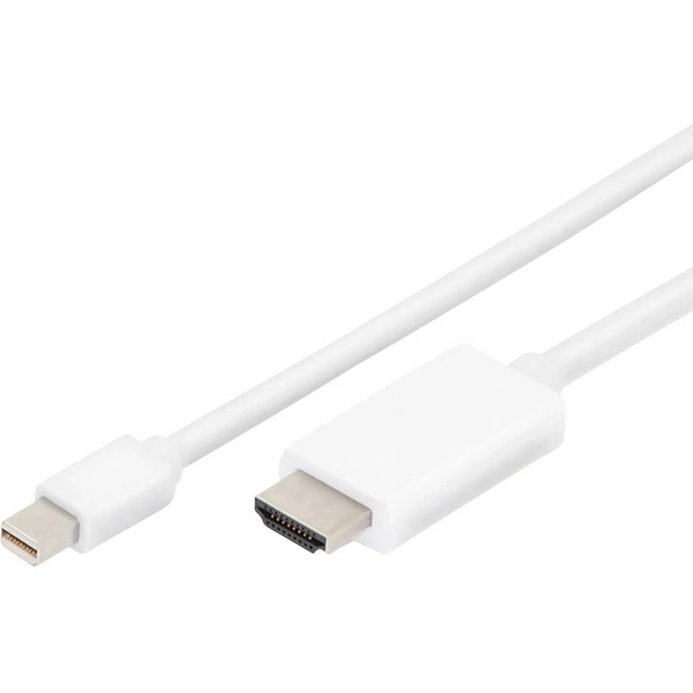 Digitus DisplayPort / HDMI Priključni kabel [1x Muški konektor Mini DisplayPort - 1x Muški konektor HDMI] 1 m Bijela slika