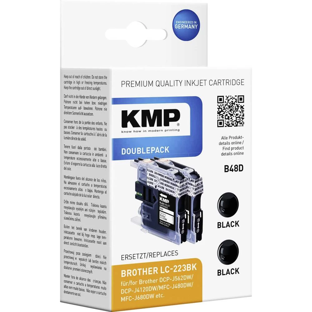 KMP Kombinirano pakiranje tinte zamijena Brother LC-223BK Kompatibilan 2-dijelno pakiranje Crn B48D 1529,0021 slika