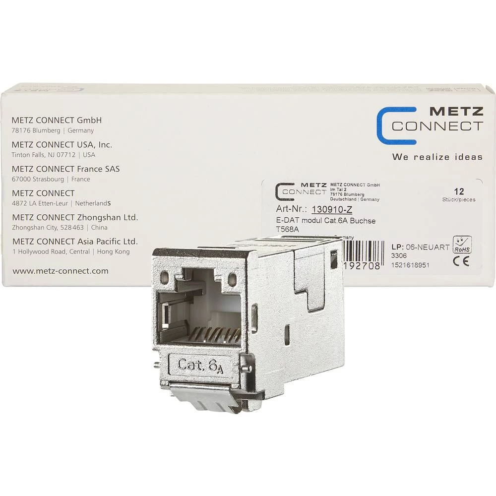 RJ45 ugradni modul E-Dat, Modularni konektor CAT 6A Metz Connect 130910-Z slika