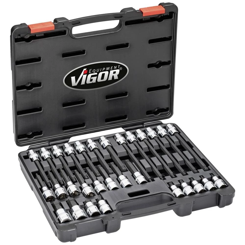 VIGOR set bitova za imbus kuglastu glavu ∙ V7919 ∙ kvadratni 12,5 mm (1/2 inča) Vigor set nasadnih ključeva kvadrat, 1'' 30-dijelni V7919 slika