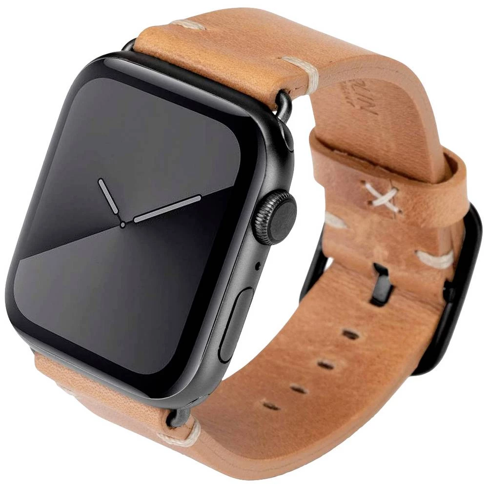 JT Berlin Watch Band Alex Vintage  Apple Watch 44/45 mm  konjak - nehrđajući čelik crni  S/M  10638 JT Berlin Alex Vintage kožnati remen 44 mm, 45 mm konjak, crna slika