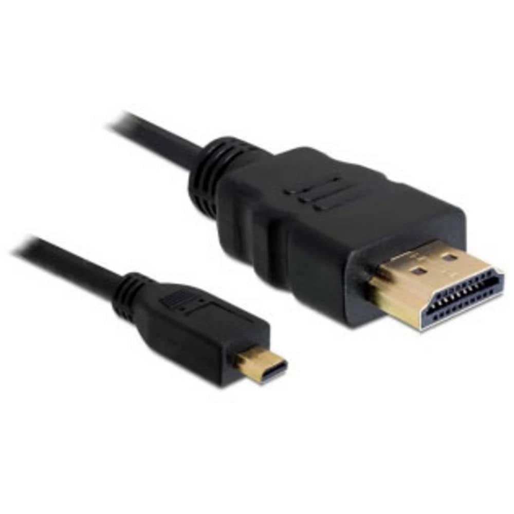 Delock HDMI priključni kabel HDMI A utikač, HDMI Micro D utikač 2 m crna 82664 4K UHD, pozlaćeni kontakti HDMI kabel slika