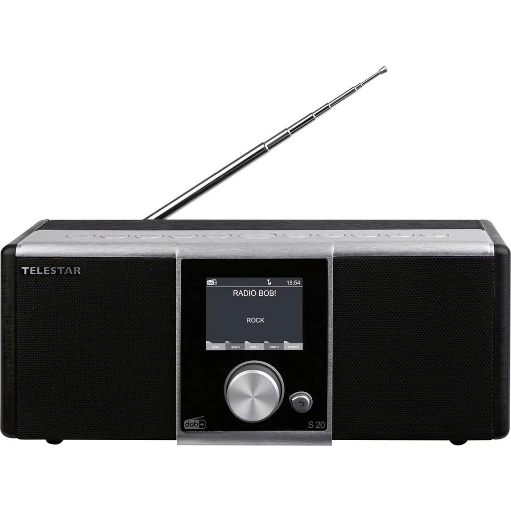 Telestar    DIRA S 20    desktop radio    DAB+ (1012), ukw    aux, DAB+, ukw, USB        funkcija punjenja baterije, uklj. daljinski upravljač, funkcija alarma    crna slika