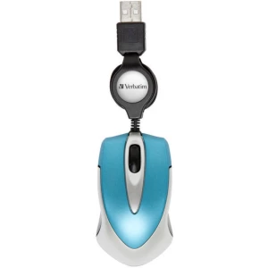 Verbatim Go Mini USB miš Optički S kabelskim kolutom za uvlačenje Karipsko-plava slika