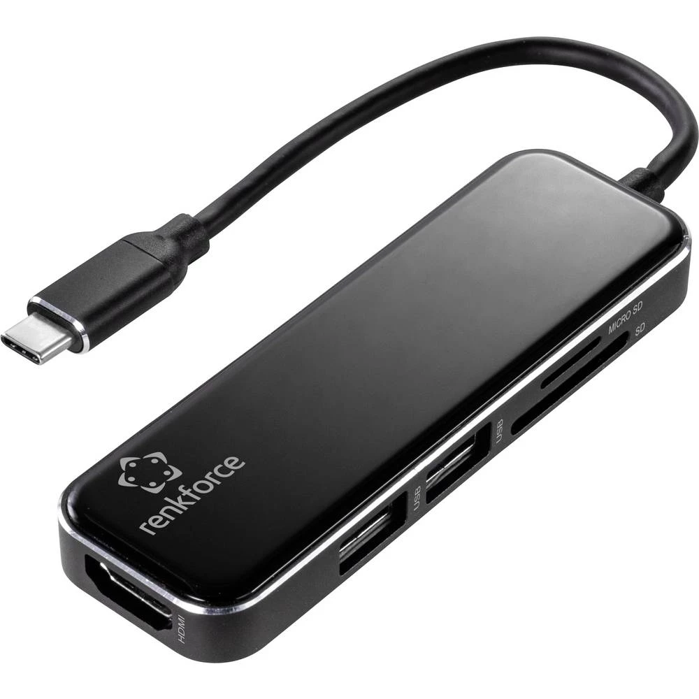 Renkforce RF-HUB-210  USB kombinirani hub s aluminijskim kućištem crna slika