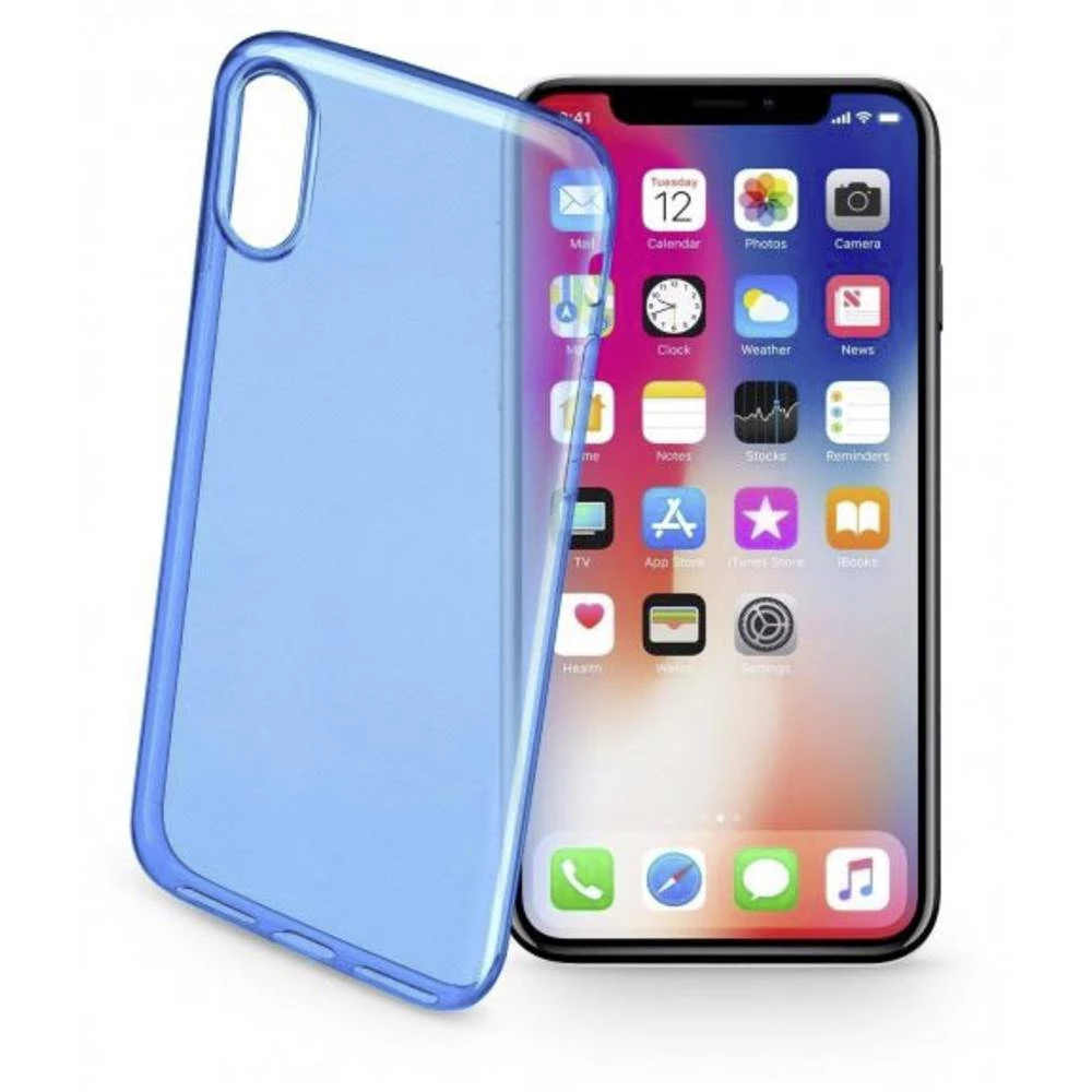iPhone stražnji poklopac Cellularline COLORCIPH8B Pogodno za: Apple iPhone X, Plava (prozirna) boja slika
