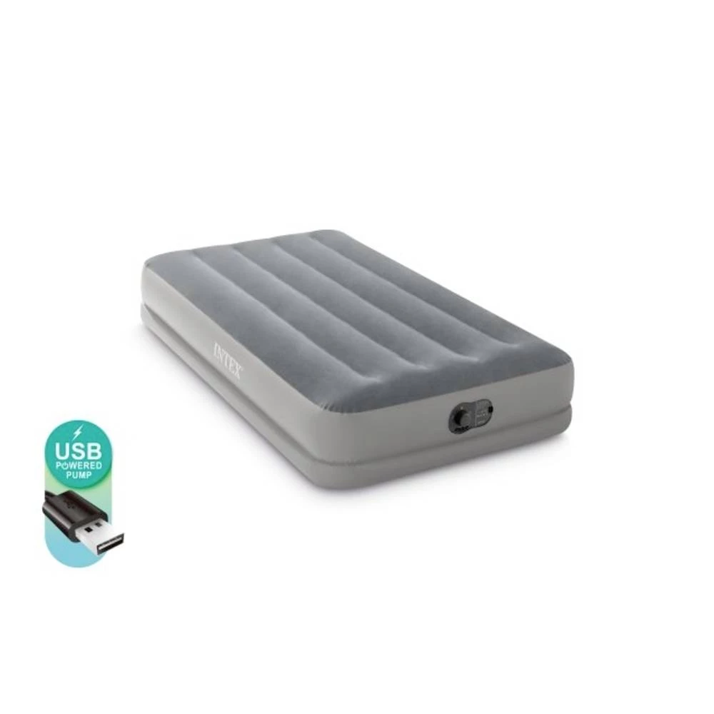 Intex 64112 TWIN DURA-BEAM PRESTIGE AIRBED W/FASTFILL USB PUMP zračni krevet (D x Š x V) 1910 x 990 x 300 mm siva slika