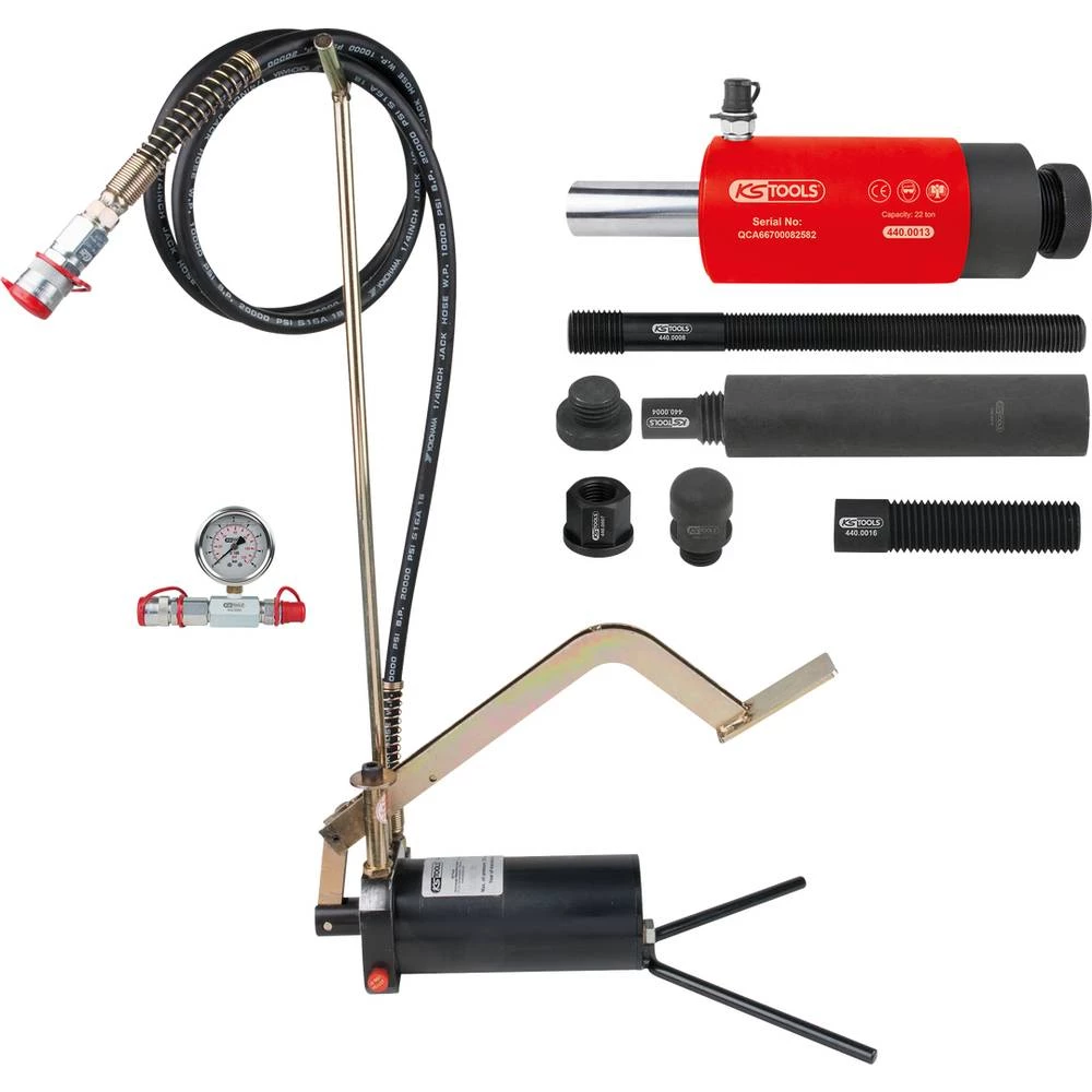 KS Tools 440.0580 Hidraulični agregat 22t, sa hidrauličnom pumpom i manometrom, 15 kom. slika