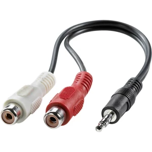 Value 11.99.4340 utičnica audio priključni kabel [1x 3,5 mm banana utikač - 2x ženski cinch konektor] 0.20 m crna sa zaš slika
