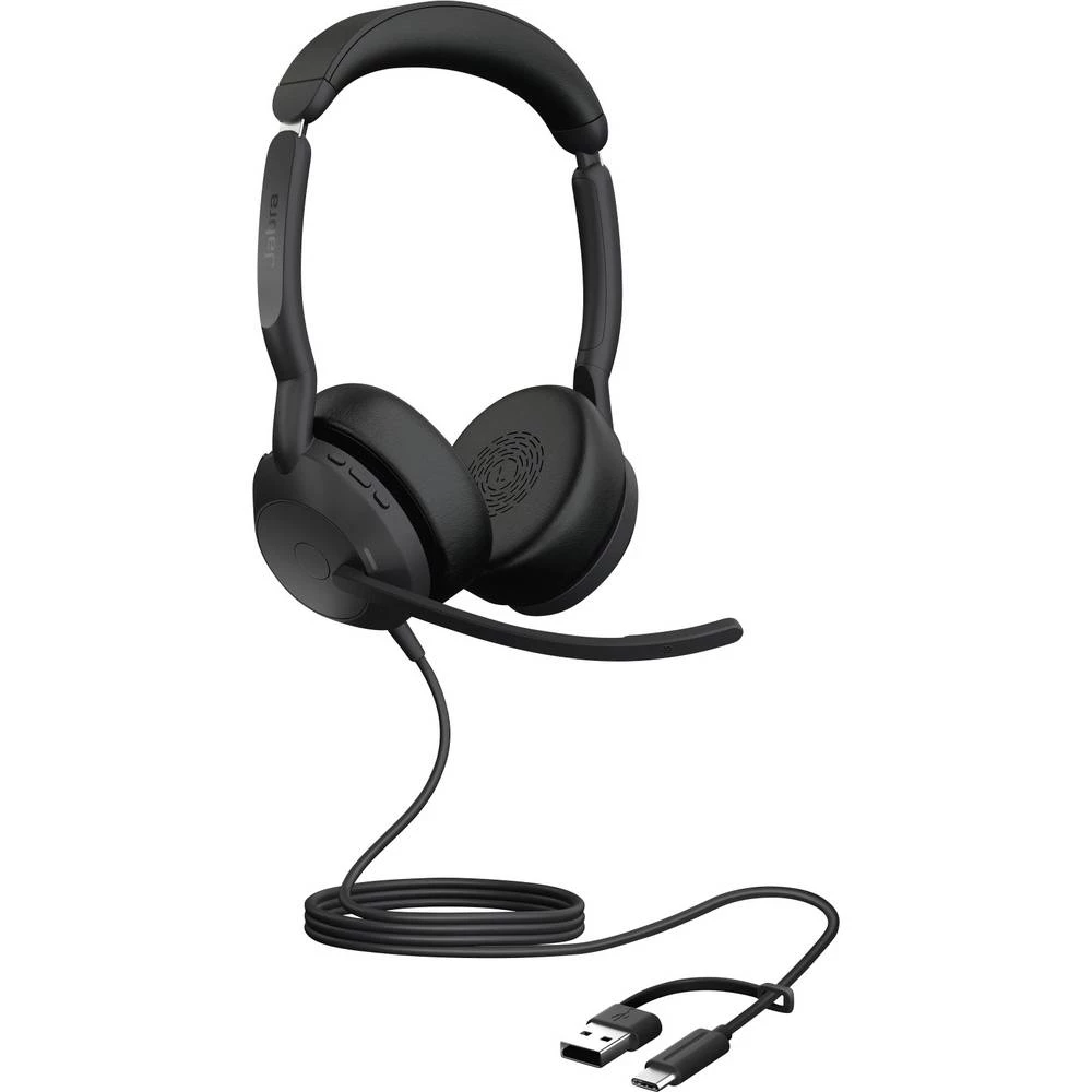 Jabra Evolve2 50 telefon On Ear Headset žičani, Bluetooth® stereo crna smanjivanje šuma mikrofona, poništavanje buke slu slika