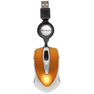 Verbatim Go Mini USB miš Optički S kabelskim kolutom za uvlačenje Narančasta slika