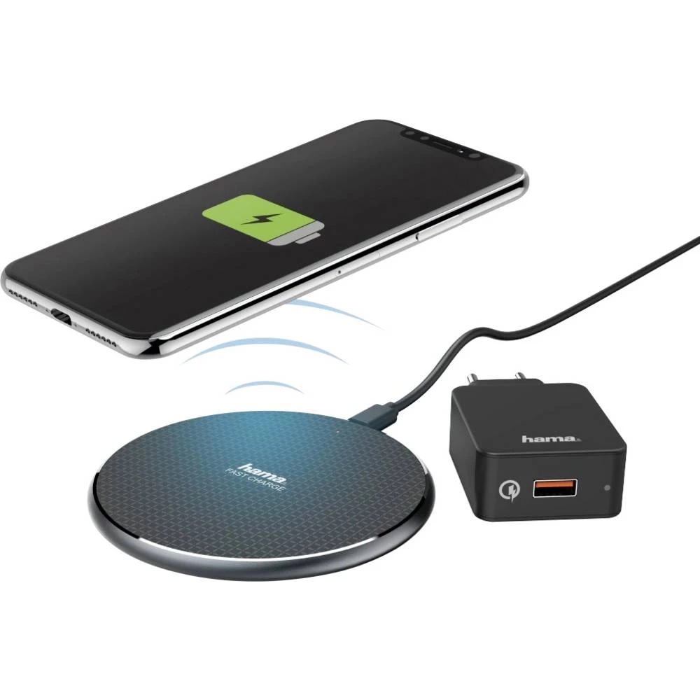 Hama indukcijski punjač 2000 mA QI-FC10 Set 188322 Izlazi qi standard crna slika
