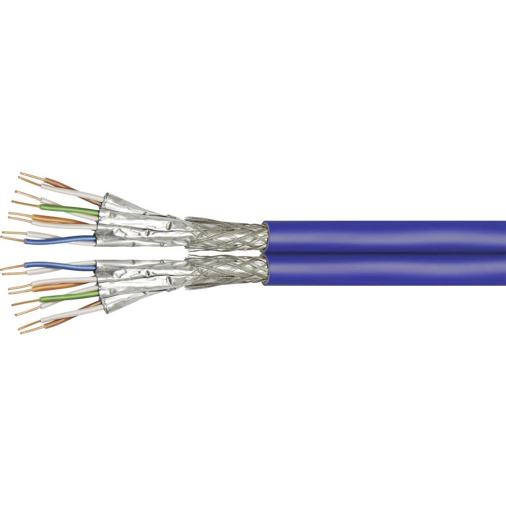 Mrežni kabel CAT 7a S/FTP 4 x 2 x 0.32 mm&sup2; Plava boja Goobay 91896 100 m slika