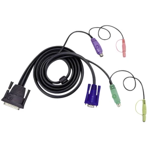 KVM Priključni kabel [1x 25-polni muški konektor D-SUB - 1x Muški konektor VGA, Muški konektor PS/2, Muški konektor PS/2, 3,5 mm slika