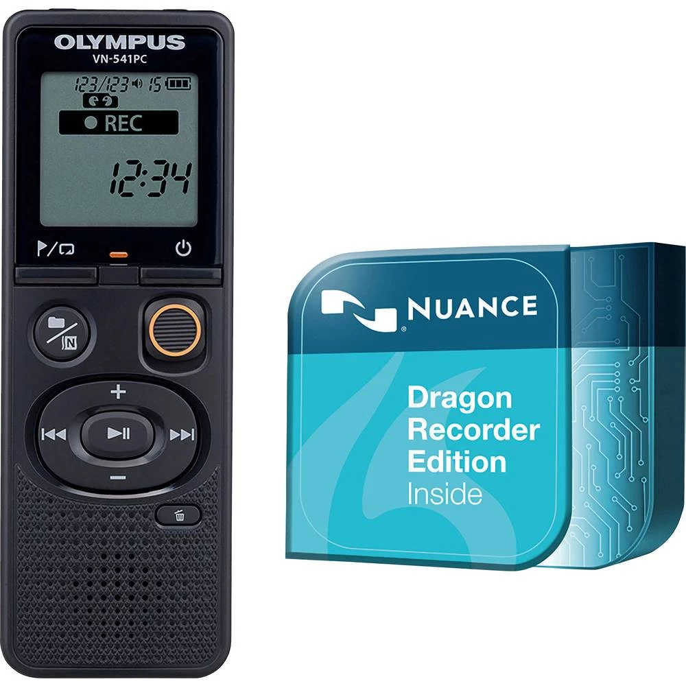 Digitalni diktafon Olympus VN-541PC + Dragon Recorder Edition Vrijeme snimanja (maks.) 2080 h Crna Uklj. softver za prepoznavanj slika