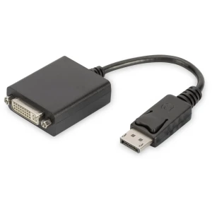 DVI / DisplayPort Adapter [1x Muški konektor DisplayPort - 1x Ženski konektor DVI, 24 + 5 polova] Crna Okrugli, dvostruko zaštić slika