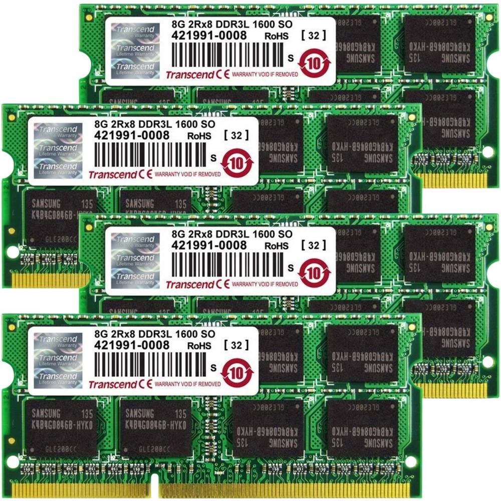 Notebook Memorijski komplet Transcend TS32GJMA584H 32 GB 4 x 8 GB DDR3-RAM 1600 MHz CL11 11-11-11 slika