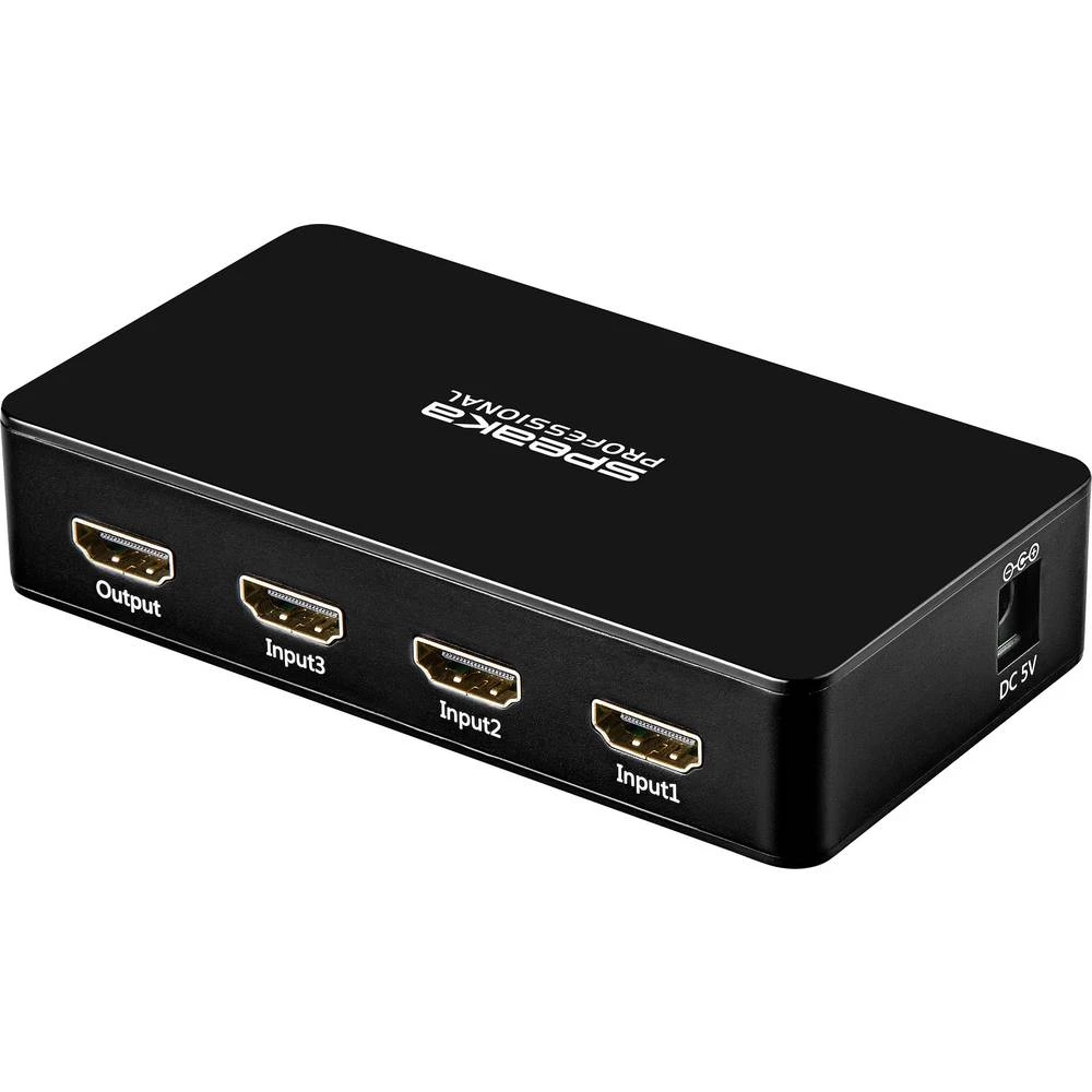 3 vrata HDMI prekidač SpeaKa Professional HSW460-31 Podržava Ultra HD 3840 x 2160 piksel slika