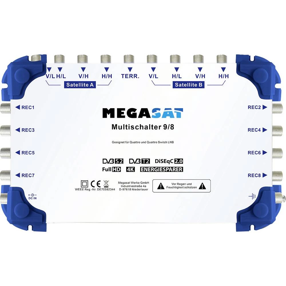 MegaSat 0600151 satelitski multiprekidač Ulazi (višestruki prekidač): 9 (8 sat/1 zemaljske) Broj sudionika: 8 slika