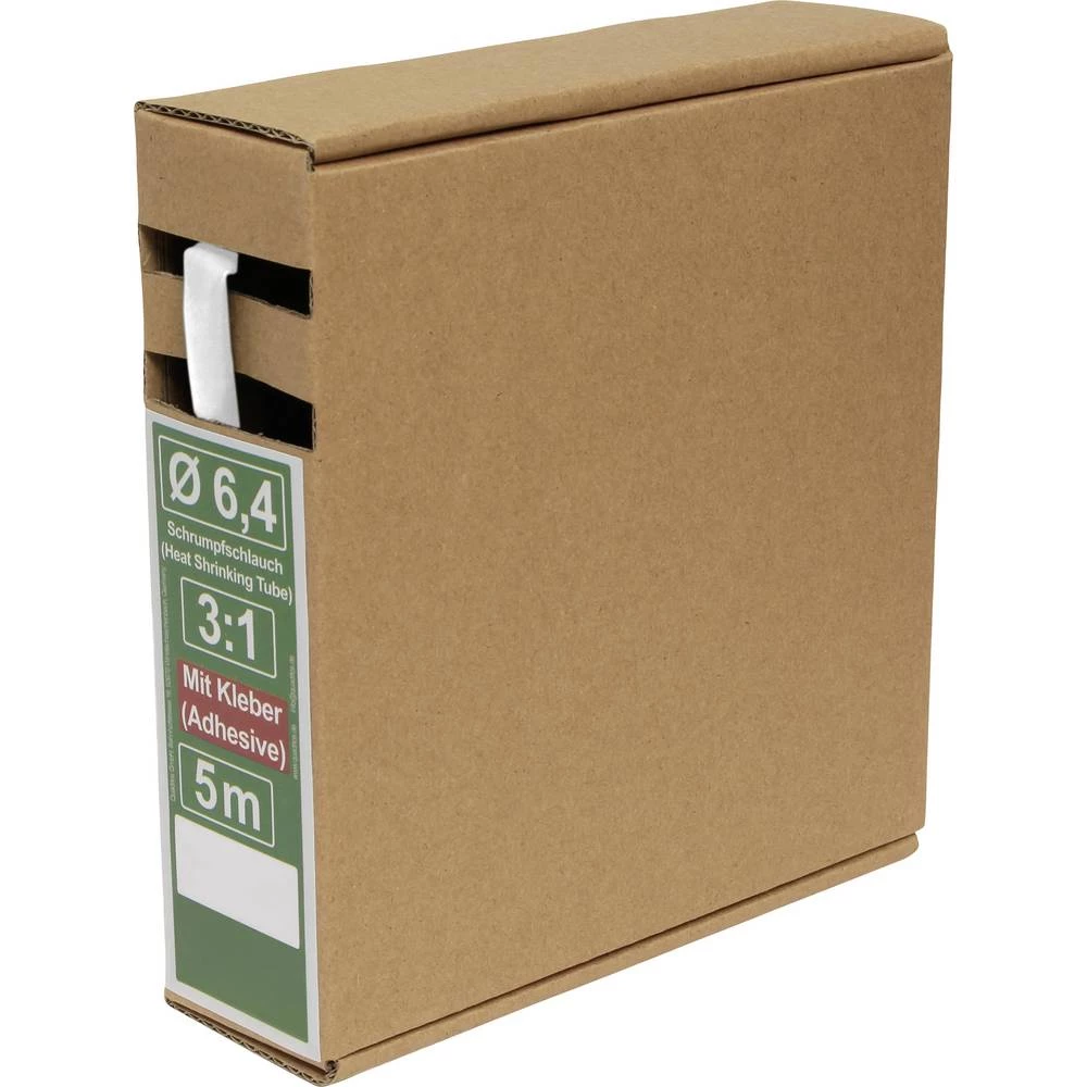 Quadrios 25CA488 skupljajuća cijev s ljepilomi bijela 6.4 mm 2.1 mm Stopa skupljanja:3:1 5 m slika