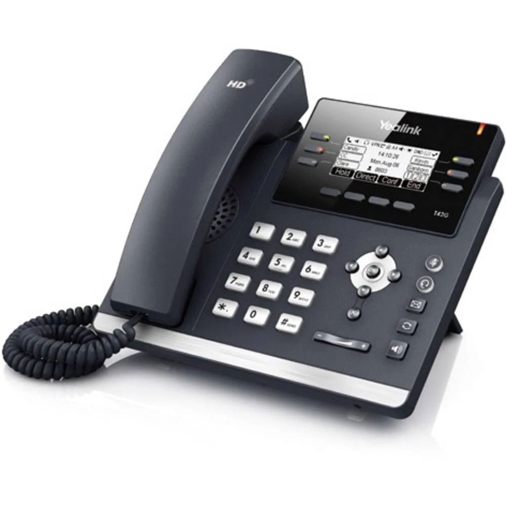 Telefon s kabelom, VoIP Yealink SIP-T42S Handsfree, Priključak za slušalice Osvjetljeni zaslon Crna slika